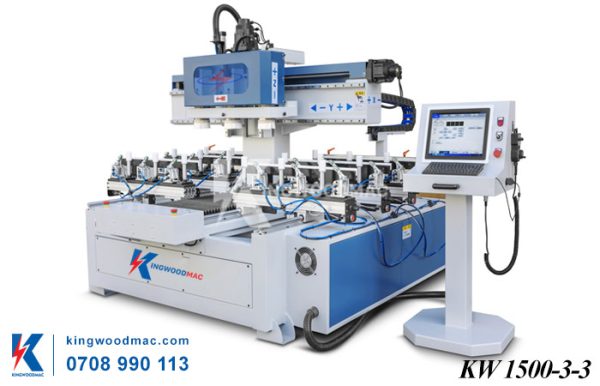 Máy đám mộng âm 3 đầu cnc | KINGWOODMAC
