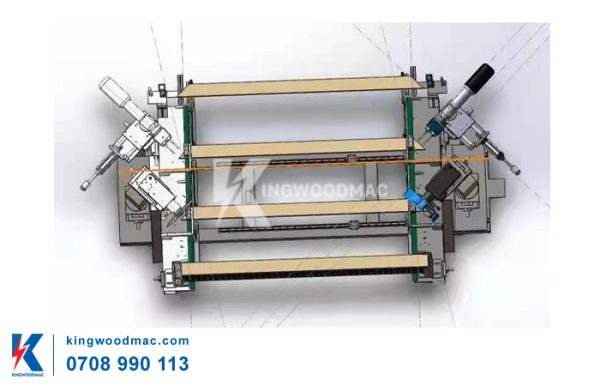 MÁY CẮT KHOAN 2 ĐẦU XÉO TỰ ĐỘNG-KW 2000 D45 KINGWOODMAC