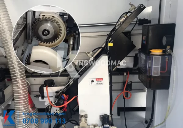 Cụm cắt chỉ đầu đuôi máy dán cạnh nghiêng tự động full chức năng | Kingwoodmac