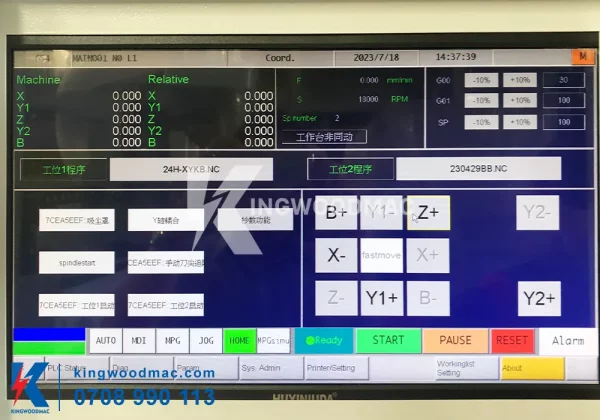 MÁY CNC TRUNG TÂM 3D 4 TRỤC 2 BÀN THAY DAO TỰ ĐỘNG - KW 4AXIS ATC1 Màn hình điều khiển máy CNC trung tâm 3D 4 trục 2 bàn thay dao tự động | Kingwoodmac
