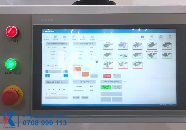 MÁY DÁN CẠNH THẲNG NGHIÊNG KHÔNG ĐƯỜNG LINE - COMBINE ARC12 Màn hình điều khiển máy dán cạnh thẳng nghiêng không đường line | Kingwoodmac