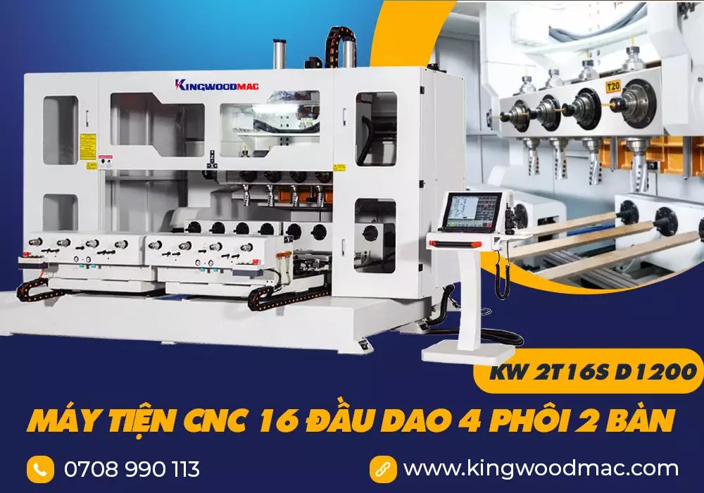 MÁY TIỆN CNC 16 ĐẦU DAO 4 PHÔI 2 BÀN – KW 2T16S D1200