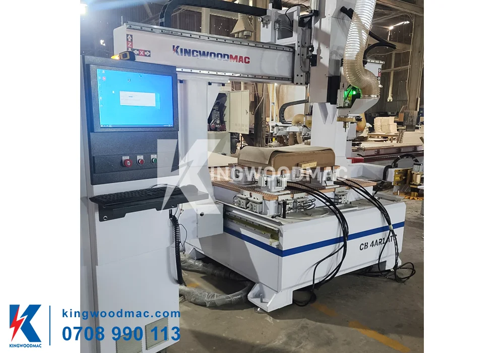 MÁY PHAY ROUTER CNC 4 TRỤC - 1 ĐẦU THAY DAO - CB 4AR1 ATC ảnh bàn giao máy phay router cnc 4 trục