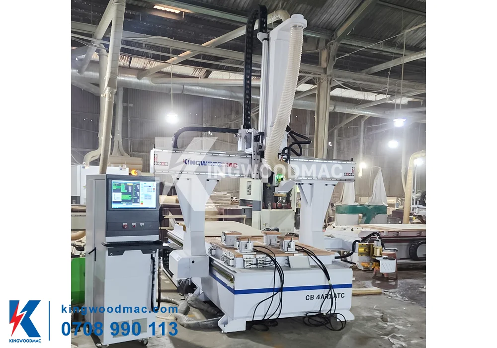 MÁY PHAY ROUTER CNC 4 TRỤC - 1 ĐẦU THAY DAO - CB 4AR1 ATC hình ảnh tại xưởng khách hàng máy phay router cnc 4 trục